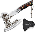 TIVOLI Camping Axe Tiger - Patterned Survival Hatchet with Nylon Sheath High Carbon Steel Blade Compact Outdoor Bushcraft Axe with Ergonomic Wood Grip Camping Gear for Hiking Chopping Hunting