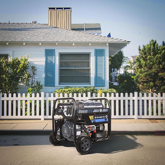 6000W Portable Generator Dual Fuel Electric Start Gas &amp Propane Powered CO Sensor EPA&ampCARB for Home Backup Emergency Ready (AT10-260001)