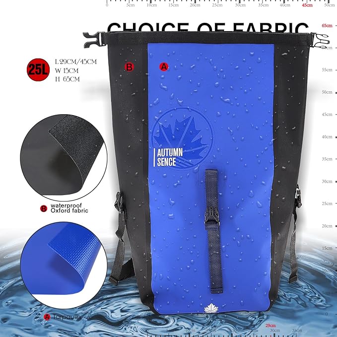Dry Bags Waterproof Backpack Waterproof backpack for Water sportsboatingFloatinghiking camping and other outdoor activities 25L.(Blue)