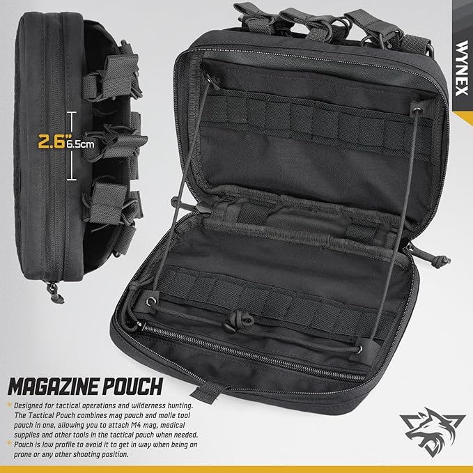 WYNEX Tactical Chest Rig Pack for Men Running Chest Bag with Front Loop Airsoft WYNEX Tactical Mag Pouch Molle Admin Pouch of Laser Cut