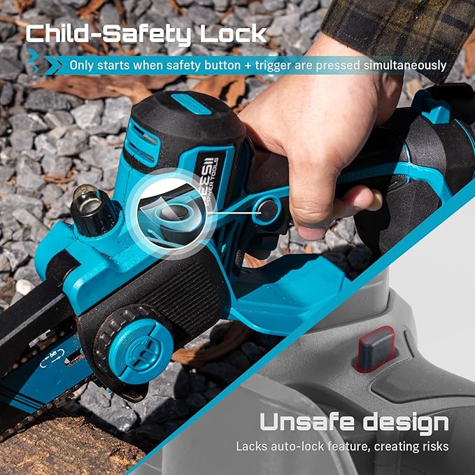 SEESII Flagship 8-Inch Cordless Mini Chainsaw 2026 Upgraded Brushless Motor Electric Chainsaw with 2×4000mAh Batteries Tool-Free Chain Tension &amp Oiler Handheld Saw for Fast Tree Branch Cutting