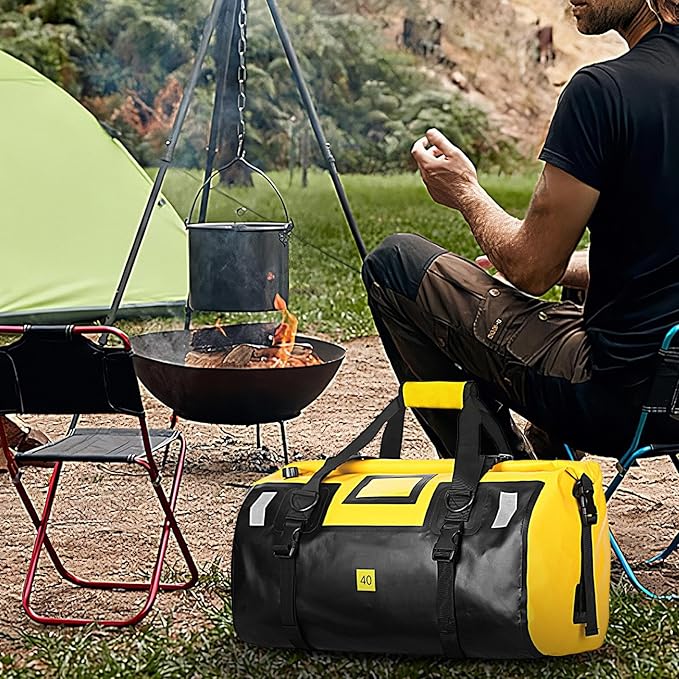 40L Waterproof Motorcycle Bag - Dry Backpack Heavy Duty Dry Duffle Bags with Reflective Strips Kayaking Camping Boatingbycyclemotorcycle Saddle Bagss Motorcycling Skiing Travel
