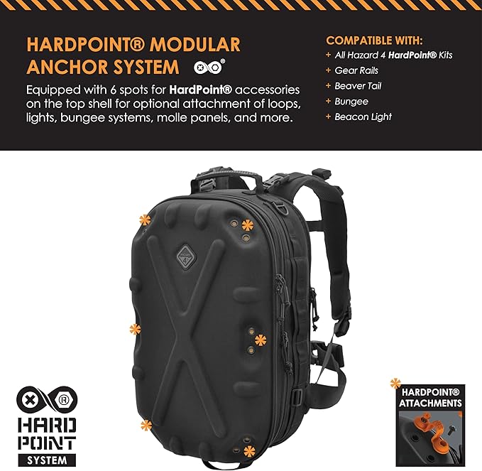 HAZARD 4 Pillbox™ Tactical Backpack – Heavy Duty Military Survival Pack for Men and Women – EDC Rucksack for Laptop Motorcycle Outdoor Bug Out Gym Range Travel and Camping – 29.5 Liter Black