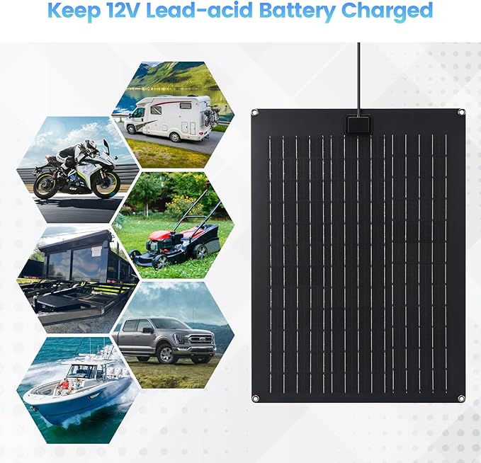 Solar Battery Charger Maintainer Zuomeng 20W Solar Panel Kit for Dump Trailer Built-in Maintenance Pulse &amp Intelligent MPPT Charge Controller Waterproof Suitable for 12V Lead-Acid Battery