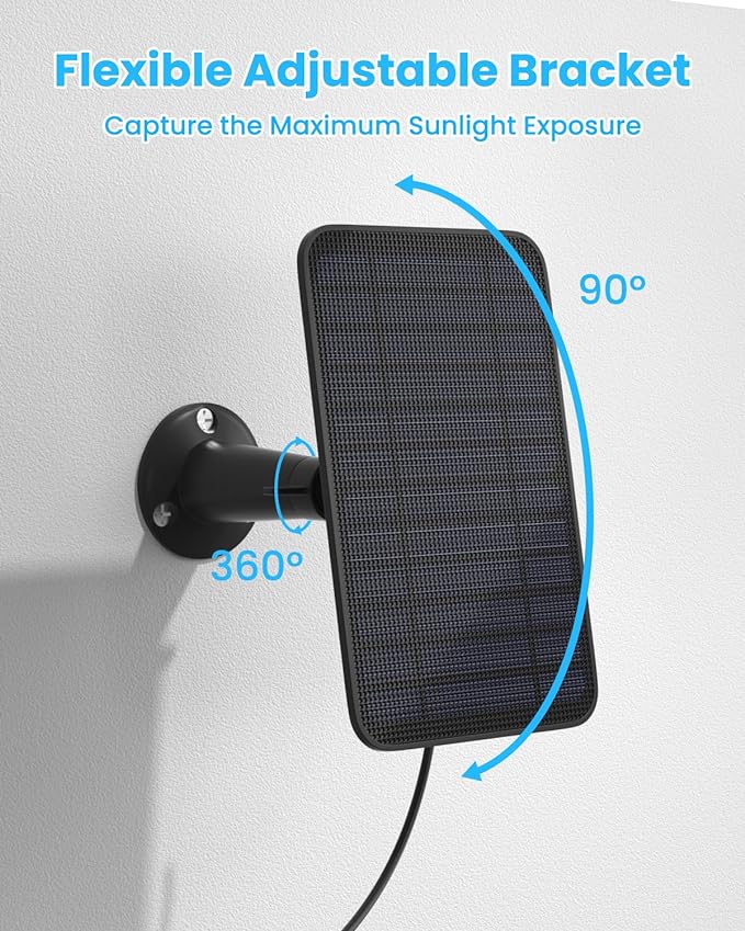 5W Solar Panel Compatible with Blink Outdoor 4(4th Gen)/Outdoor 2K+ Camera Solar Panel Charger for Blink Camera with 13.1ft Cable Rubber Plug IP65 Weatherproof Includes Secure Wall Mount 2 Pack