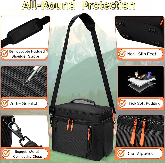 Storage Carrying Case Compatible with BLUETTI EB3A/AC2A/AC2P/Elite 30 V2 - Travel Padded Bag with Multi-Pockets Shoulder Strap &amp Handle for BLUETTI Portable Power Station Accessories (Bag Only)