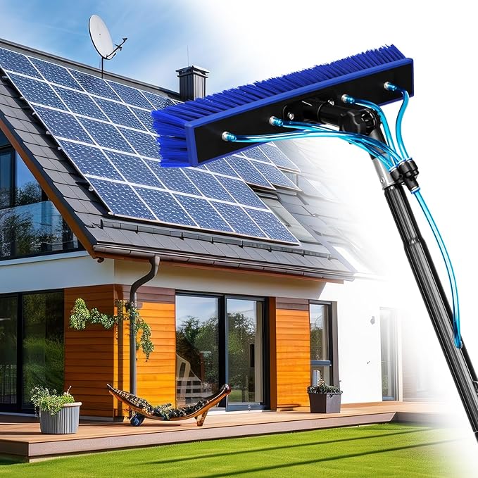 26FT Water Fed Pole Kit Window Solar Panel Cleaning Brush and Pole Window Washing Equipment Solar Panel Roof Glass Cleaner Tool