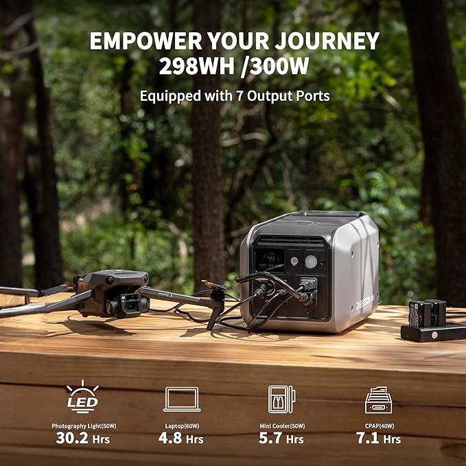 Dabbsson 298Wh Solar Generator with 120W Solar Panel 300W Power Station1.5X Extended Runtime2xPure Sine Wave AC Outlets60W USB-C 300E Semi-Solid LiFePO4 Batteryfor CampingRV TripHome