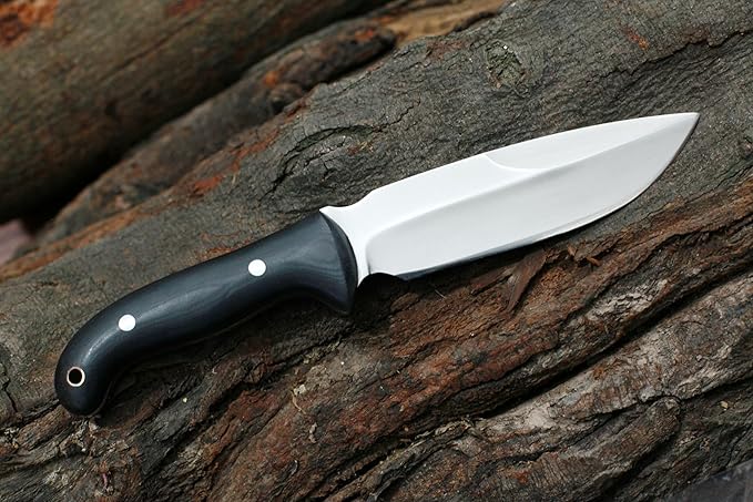 GCS Handmade D2 Steel Hunting Knife with Black Micarta Handle Full Tang Blade and Leather Sheath for Hunting Hunting Camping Survival EDC-GCS 947