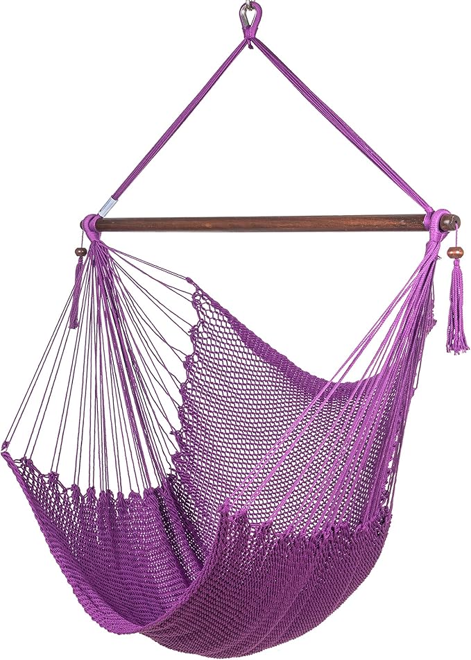 Large Caribbean Hammock Chair - 48 Inch - Polyester - Hanging Chair - Purple