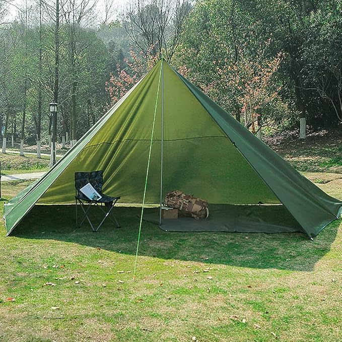 3x6m Sunshade Waterproof Tarp Tent Shade Pole Folding Camping Canopy Ultralight Beach Sun Shelter Camping Hiking Survival Shelter