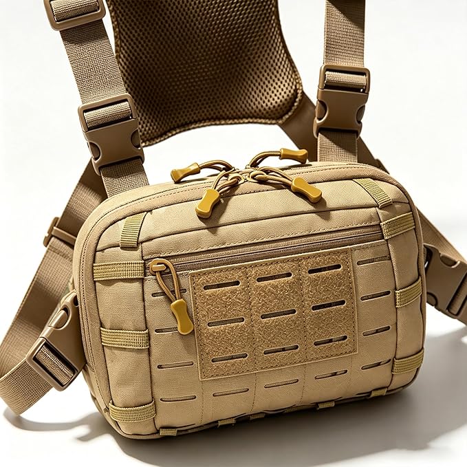 Tactical Chest Pack EDC Chest Bag Utility Molle Chest Rig Pouch with CCW Compartment Adjustable Strap Admin Pouch