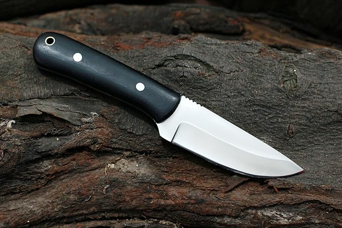 GCS Handmade D2 Steel Hunting And Skinning Knife with Black Micarta Handle Full Tang Blade and Leather Sheath for Hunting Hunting Camping Survival EDC-GCS 944