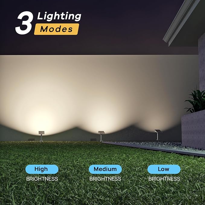 Consciot Solar Lights Outdoor 6500K Daylight Solar Spotlights Waterproof Landscape Lighting for Yard Garden Tree Pathway House Patio Outdoor Decor 4 Pack