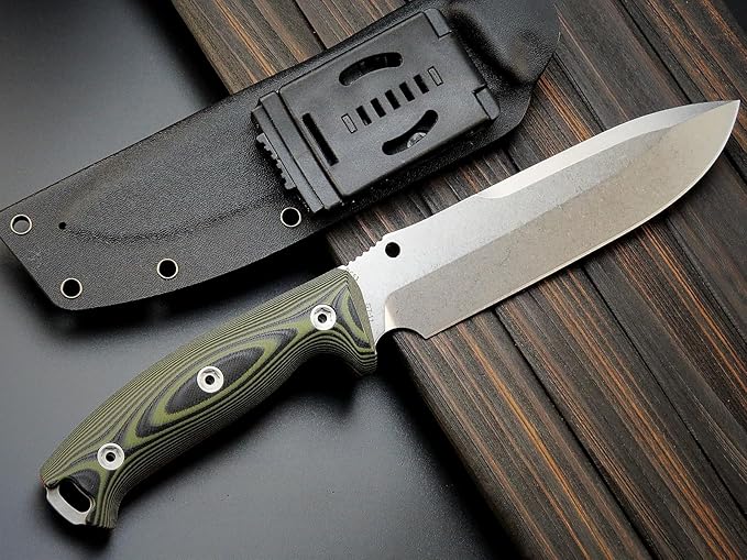 Sitivien ST11 Fixed Blade Knife DC53 Stonewashed Steel Blade Double Color G10 Handle Full Tang Knife for Outdoor Camping Hiking Hunting Fishing(Silver)