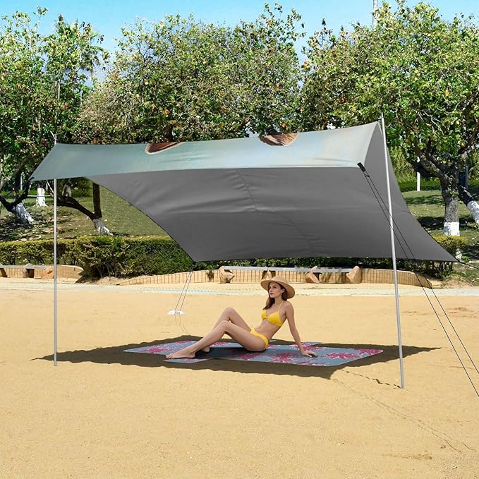 ALAZA Happy Easter Cute Bunny Easter Eggs Beach Tent Sun Shelter Portable Canopy Sunshade for Outdoor Camping Picnics Backyard Fun 10x9 ft