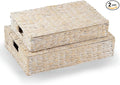 84ECO Set of 2 Decorative Storage Boxes With Lids for Home Decor Shelves