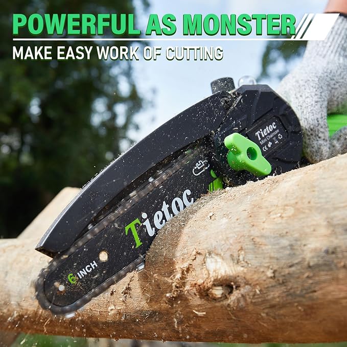 Tietoc Mini Chainsaw 6-Inch with 2 Batteries Electric Saw Stocking Stuffers Christmas Birthday Gifts Present for Men Dad Husband Gardener Adults Cool Gadgets 2025