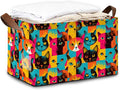 32L Large Storage Bins with Handles Cute Animal Basket Organizer for Shelves Closet Books Laundry &amp Home Decor (Abstract Cat)
