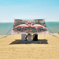 ALAZA Two Flamingo Pink Heart in Palm Jungle Beach Tent Sun Shelter Portable Canopy Sunshade for Outdoor Camping Picnics Backyard Fun 10x9 ft
