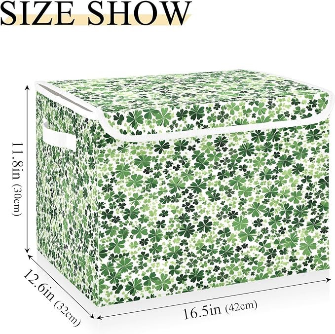 Lush Clover Fabric Storage Bins with Lids and HandleFoldable Storage Bins with LidsCloset Organizers for Clothes Storage Room Organization Office Storage Chest Organizer
