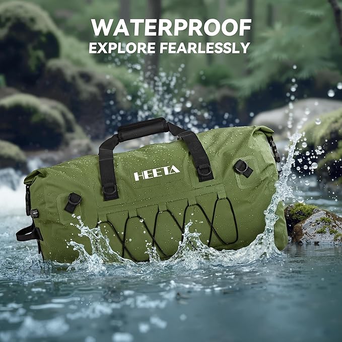 HEETA Waterproof Dry Bag for Women Men Upgraded Version (Blue 5L) Bundled with Waterproof Duffel Bag Motorcycle Dry Bag (Green 60L)