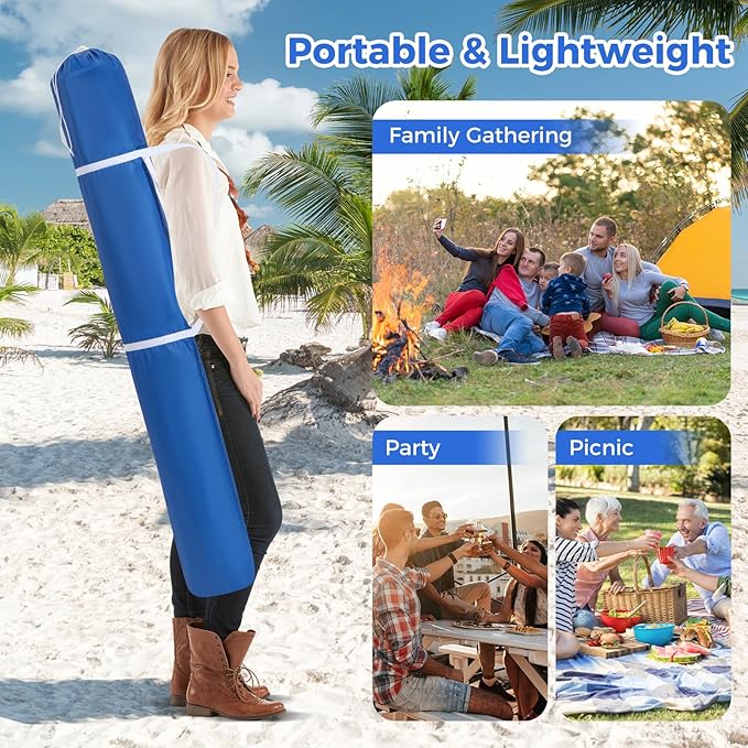 KOTEK 6.6'x6.6' Beach Cabana Portable Beach Shade Canopy with Sand Anchor Cup Holders &amp Sandbags Included Detachable Side Wall &amp Carrying Bag UPF 50+ Protection Easy Setup Beach Tent for