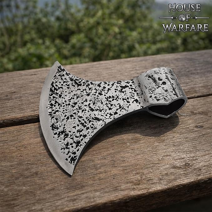 Hand Forged Carbon Steel Viking Axe Head Hammered Antique Finish Norse Hatchet Head for Camping Woodworking Crafting &amp Historical Projects (Broad Axe Head - 6.6 Inches)