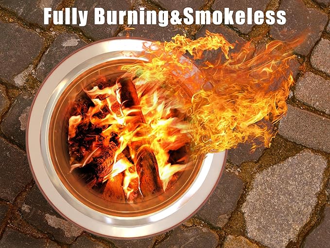 Smokeless Firepit Bonfire 20 Outside Wood Burning Metal Stove Stainless Steel Fire Pit with Carry Bag Portable Camping Propane Patio Backyard Easy Setup &amp Cleaning (Black)