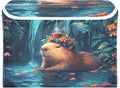 AIXIWAWA Lidded Storage Cube (Cute Peaceful Capybara) Fabric Foldable Closet Bins with Flip Lid and Handles Organizer Basket Container 16.5 x 12.6 x 11.8 IN