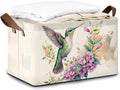 32L Large Storage Bins with Handles Basket Organizer for Shelves Closet Books Laundry &amp Home Decor (Hummingbird Flower)