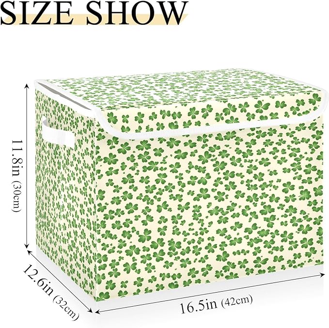 Cute Clover Fabric Storage Bins with Lids and HandleFoldable Storage Bins with LidsCloset Organizers for Clothes Storage Room Organization Office Storage Chest Organizer