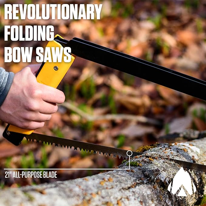AGAWA - BOREAL21-21 Inch Folding Saw with All-Purpose Saw Blade - Camping Gear For Hiking Fishing Hunting Bushcraft &amp Survival Kit (Black Frame/Yellow Handle)