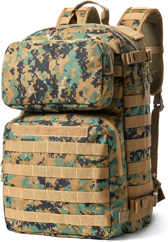 MT Military Rucksack Style Assault Pack Compatible with FILBE System – Tactical MOLLE Backpack for Outdoor Hiking Camping Hunting – Modular 30L Capacity Marpat Woodland