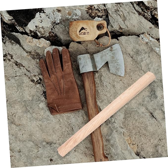 Mikikit 2Pcs Axe Handles Replacement Durable No Burrs Handle for Hatchet and Camping Axes Compatible with Axes Easy to Maintain Labor Saving Design
