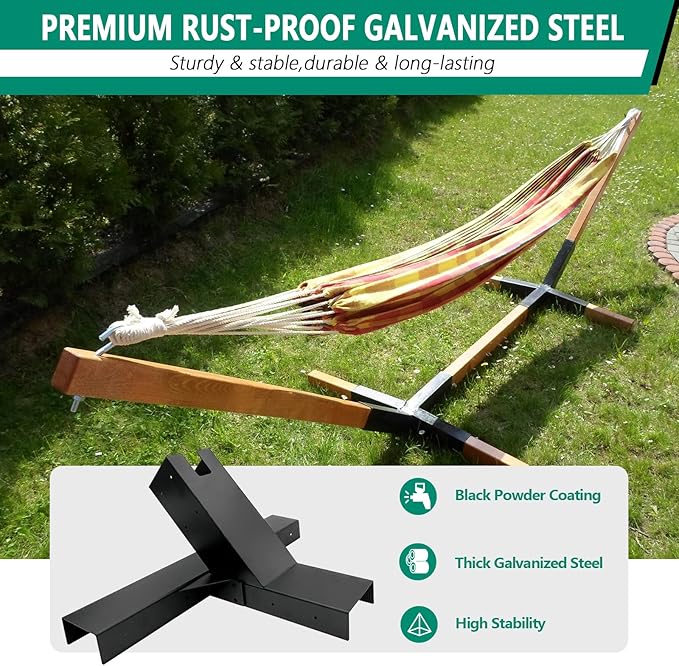 Hammock Stand Bracket KitsHeavy Duty Hammock Bracket for 4 x 4 (Actual:3.5 x 3.5) LumberDIY Hammock Bracket Base - 500LBS Capacity - Black Powder Coated - 2Pack