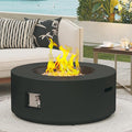 32.5 Inch Propane Fire Pit Table 50000 BTU Round Patio Fire Pit Table Outdoor CSA Certified Stainless Burner with Steel Lid Waterproof Cover &amp Lava Rocks for Garden Backyard Black