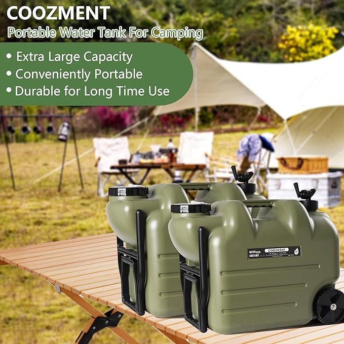 7.4 Gallon (28L) Portable Water Containers with Spigot BPA Free Water Jug Military Green Water Tank Multifunction Water Storage Containers for Camping Outdoor HikingEmergency Stroage