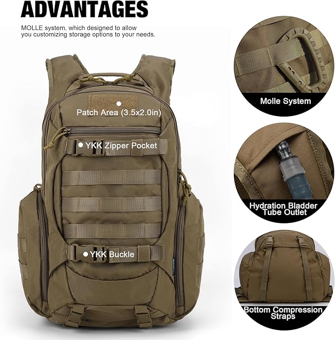 Mardingtop 28L Tactical Backpack for Men with Molle Pouch Tool Utility Pouch Bag