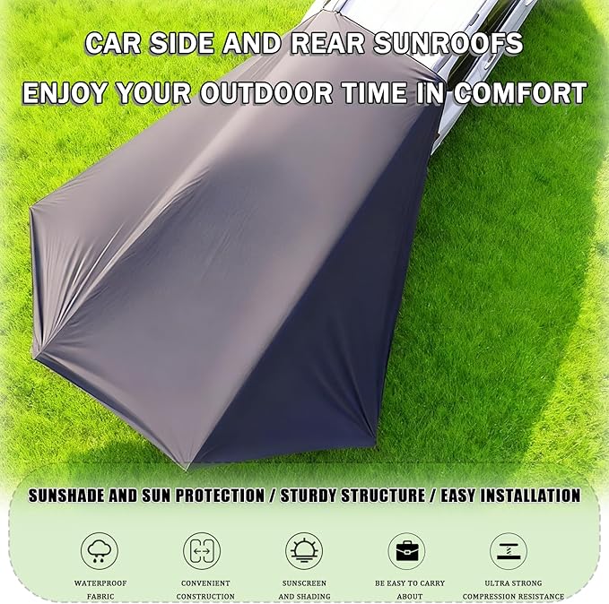 Car Awning Camping Tent for Tesla Model S 2012–2025 Portable Water-Resistant Sunshade Shelter Easy-Setup Outdoor Car Camping Shade for Beach Travel &amp Road Trips