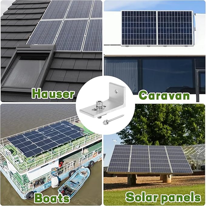 12 Pack Solar Mount L-Bracket with Hardware Aluminum Alloy Photovoltaic Solar Panel Mounting L Brackets for RV Boat Off Grid Roof Motor Home Roof