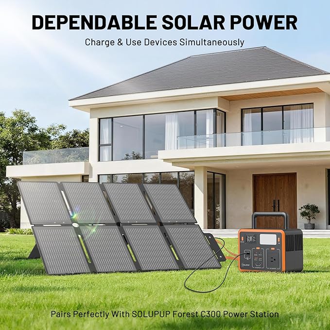 SOLUPUP 100W Portable Solar Panels-24% High Efficiency-Compact 8-fold Design MC-4 Output for Power Station Generator Power Banks RV &amp Emergency IP67 Waterproof for Camping RV Travel Outdoor Activi