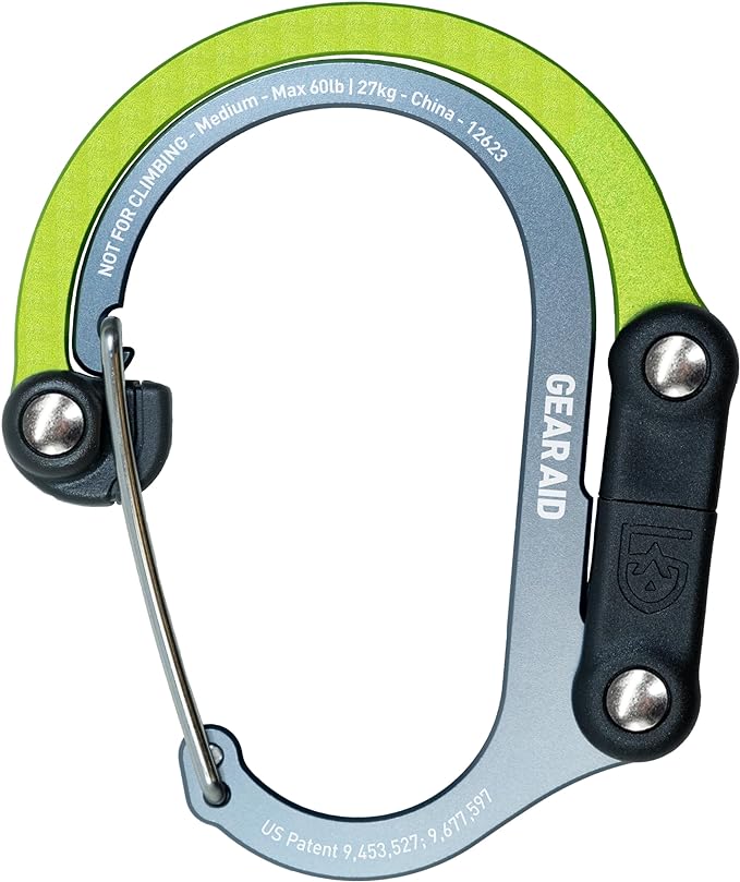 GEAR AID HEROCLIP 360° Swivel Carabiner Gear Clip and Hook (Medium) for Camping Backpack Suitcases and Garage Organization