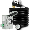 50 Amp Generator Cord and Inlet Box Kit - 50FT ETL Certified Twist Lock NEMA 14-50P to SS2-50R Pre-Drilled for Easy Installation STW 6/3+8/1 AWG for 125V/250V