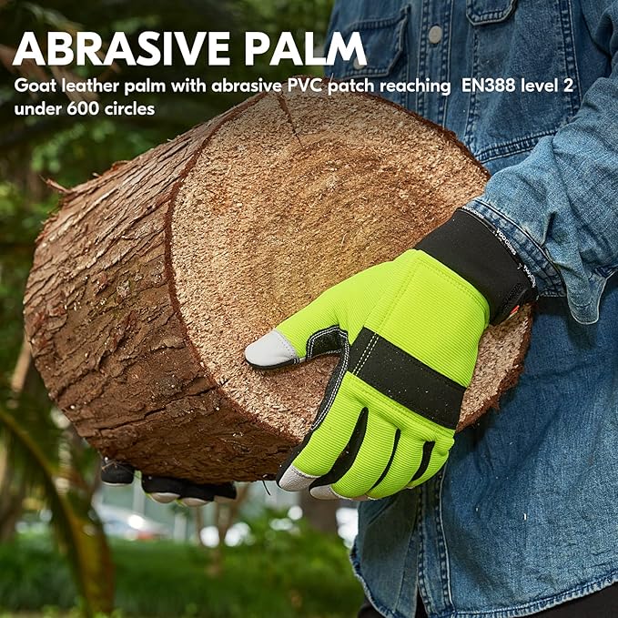 Vgo... 1Pair Chainsaw Gloves 12-Layer Chainsaw Protection on Left Hand BackGoat leather Work Gloves Mechanic Gloves