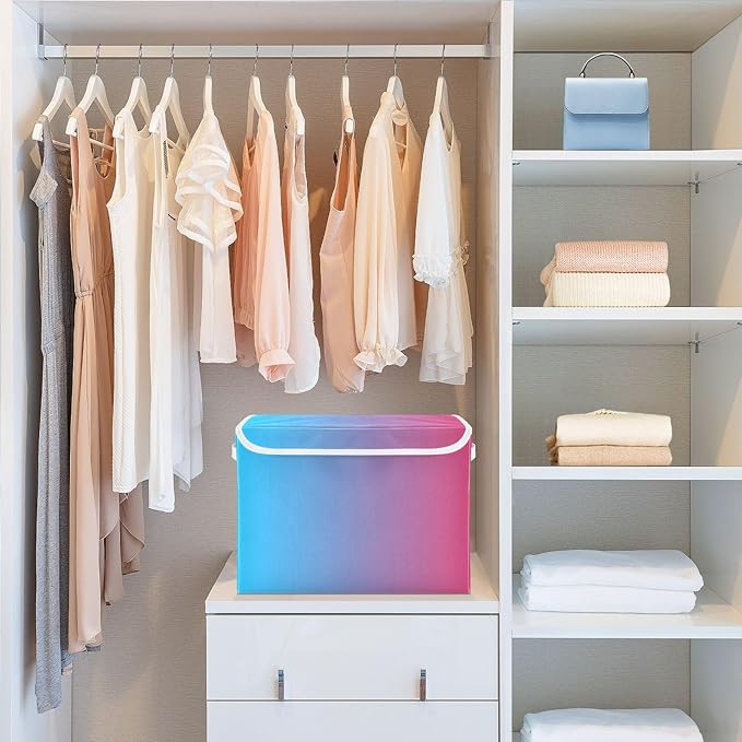 Blue Gradient Storage Boxes with Lids Stackable Bedroom Storage Bins for Organizing for Dorm Room Dormroom Storage