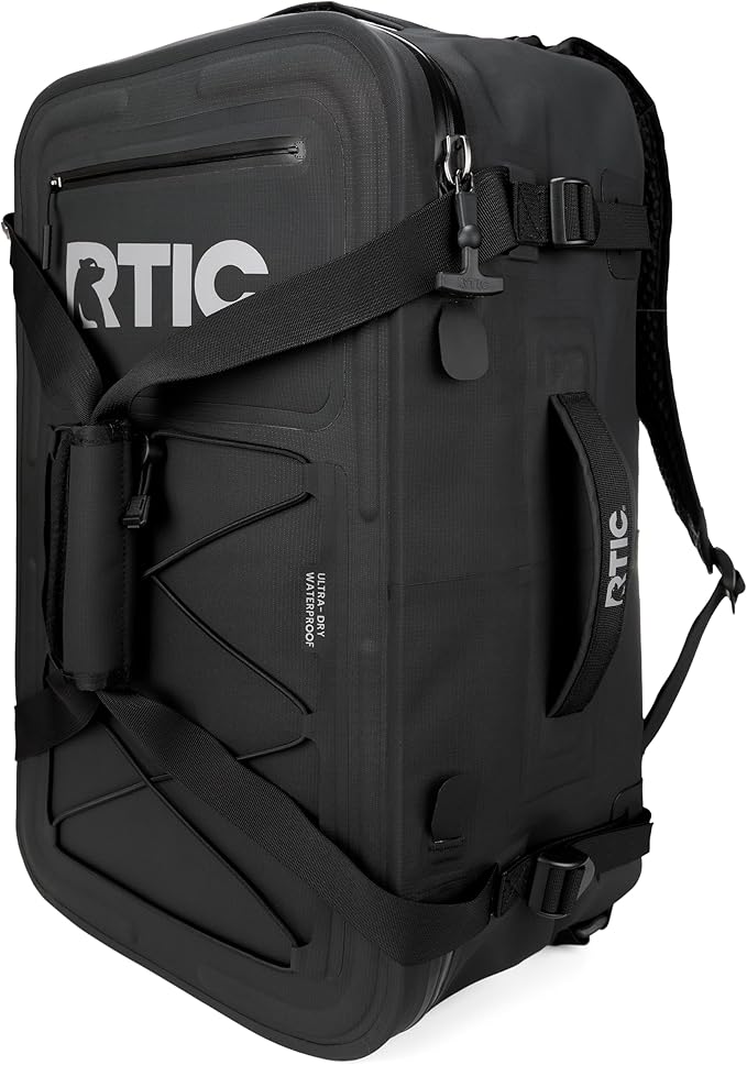 RTIC Ultra Dry Duffle Pack Waterproof Outdoor Backpack Floating Bags for Hiking Travel Camping Boating Backpacking 60L Black &amp Graphite