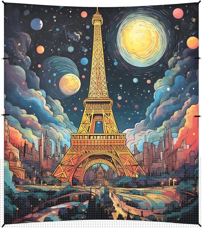 ALAZA Paris Magnificence of The Eiffel Tower Space Beach Tent Sun Shelter Portable Canopy Sunshade for Outdoor Camping Picnics Backyard Fun 10x9 ft