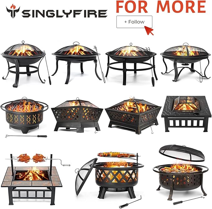 SINGLYFIRE 36 Inch Fire Pits for Outside Large Outdoor Wood Burning Crossweave firepit Heavy Duty Steel Bronze Bonfire Pit for Patio Backyard Garden with BBQ GrateSpark ScreenLog GratePoker