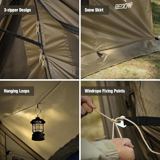 REDCAMP Large Hammock Hot Tent with Stove Jack Waterproof &amp Windproof Winter Wall Tent with Snow Skirt Ultralight 4 Season Tents for Camping Hiking Bushcraft Backpacking Hunting